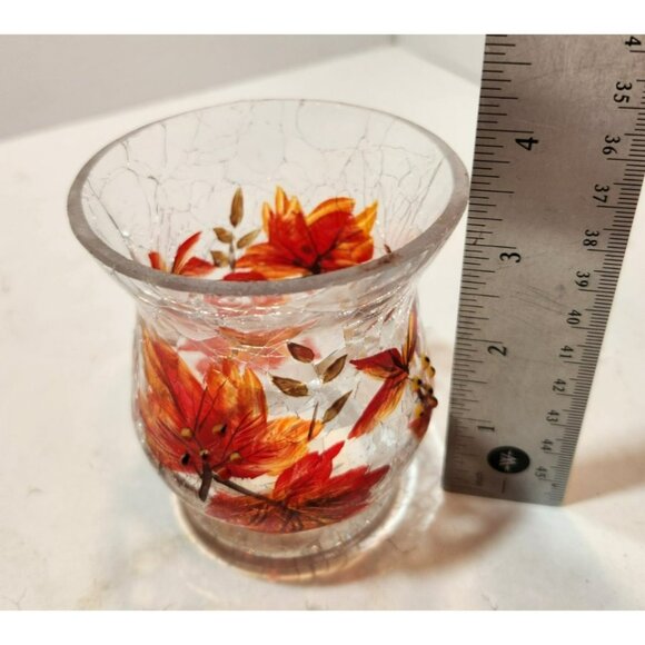 Yankee Candle Autumn Crackle Votive Tea Light Holder Colorful 3.5" Tall by 4" - Picture 10 of 11